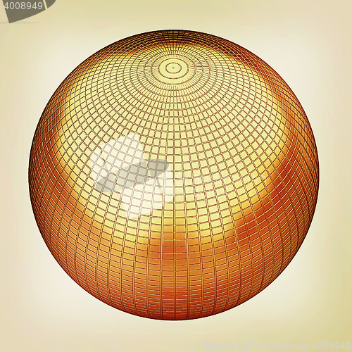 Image of Gold Ball 3d render . 3D illustration. Vintage style.