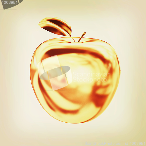 Image of Gold apple. 3D illustration. Vintage style.