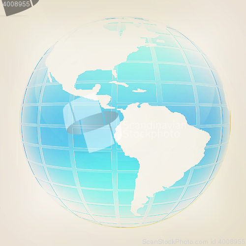 Image of 3d globe icon with highlights . 3D illustration. Vintage style.