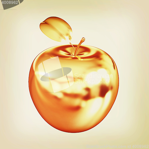 Image of Gold apple. 3D illustration. Vintage style.