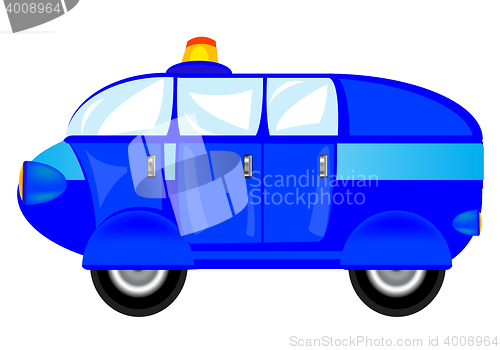 Image of Blue cartoon car on white background