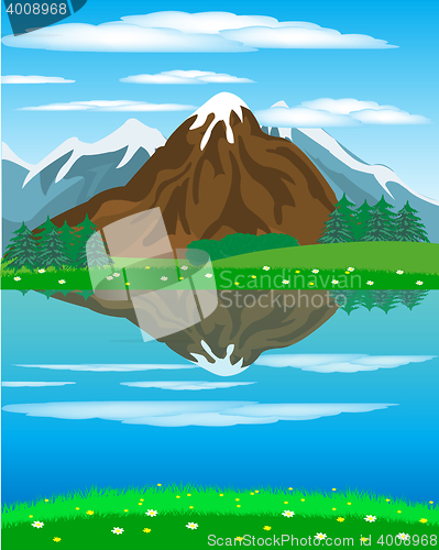 Image of Landscape with mountain oi river