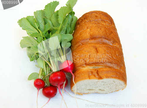 Image of Vegetables radish and bread