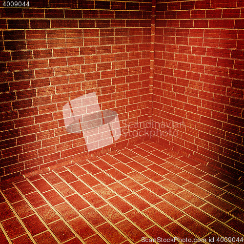 Image of corner of brick . 3D illustration. Vintage style.