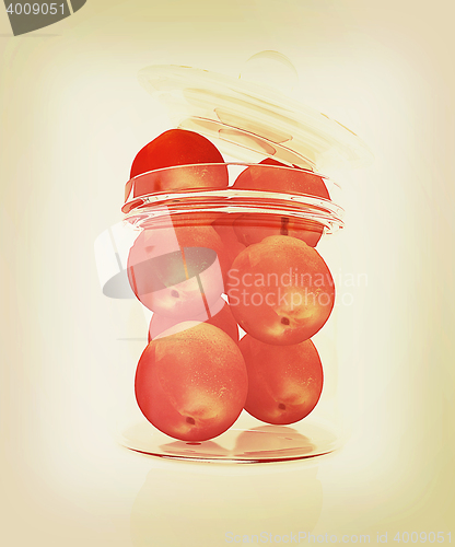 Image of fresh peaches. 3D illustration. Vintage style.