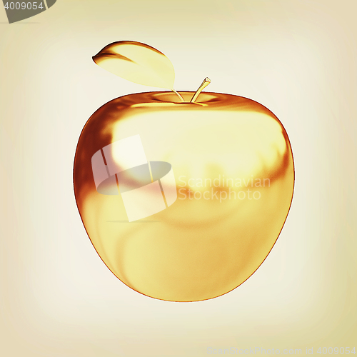 Image of Gold apple. 3D illustration. Vintage style.