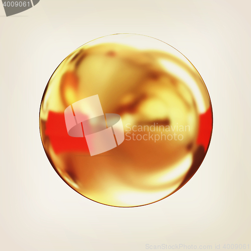 Image of Golden Shiny button. 3D illustration. Vintage style.