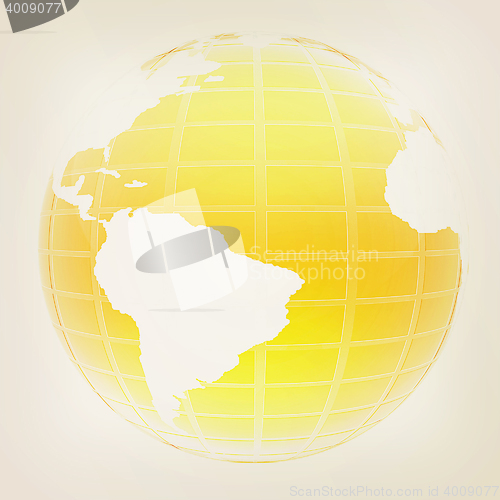 Image of Yellow 3d globe icon with highlights . 3D illustration. Vintage 
