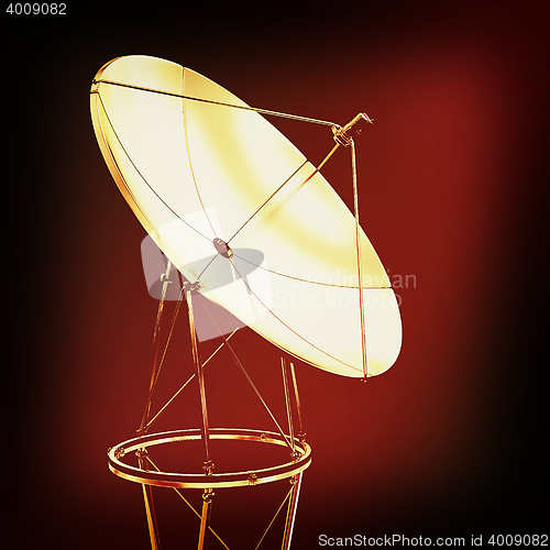 Image of SAT isolated on black background . 3D illustration. Vintage styl