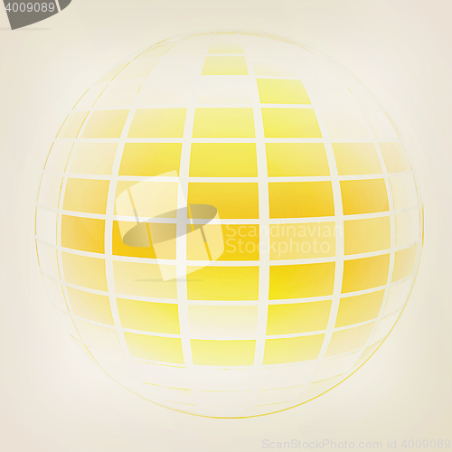 Image of Yellow 3d globe icon with highlights . 3D illustration. Vintage 