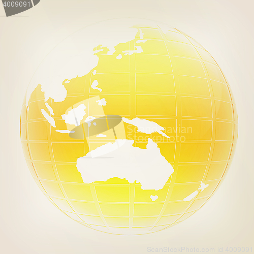 Image of Yellow 3d globe icon with highlights . 3D illustration. Vintage 