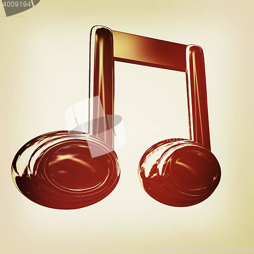 Image of Music note. 3D illustration. Vintage style.