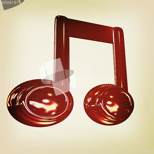 Image of Music note. 3D illustration. Vintage style.