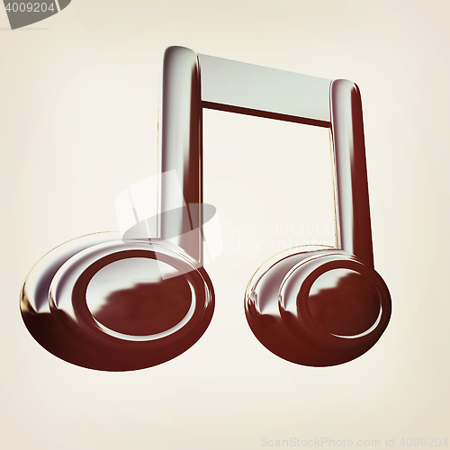 Image of Music note. 3D illustration. Vintage style.