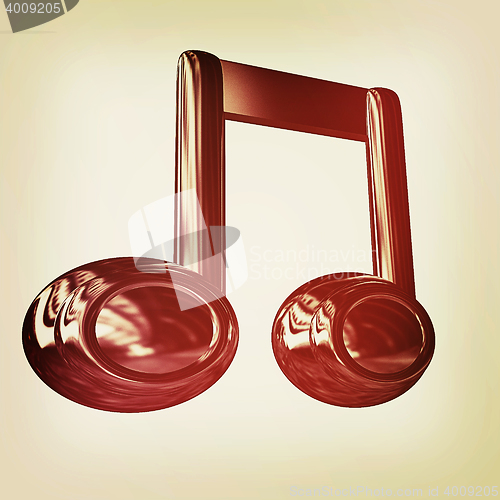 Image of Music note. 3D illustration. Vintage style.
