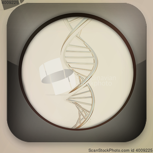 Image of Glossy icon with DNA. 3D illustration. Vintage style.