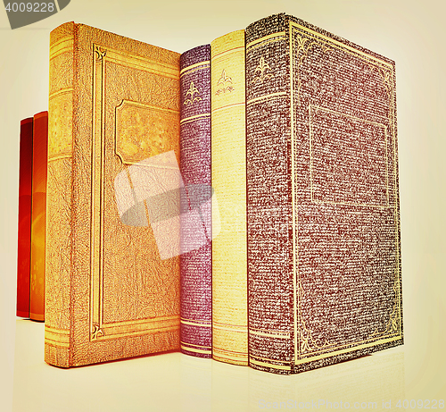Image of The stack of books. 3D illustration. Vintage style.