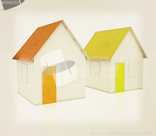 Image of Houses. 3D illustration. Vintage style.