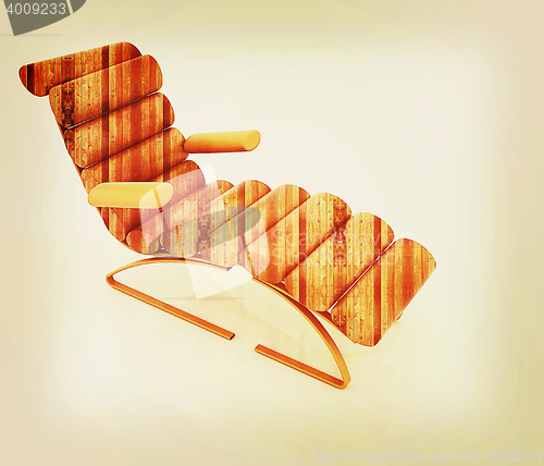 Image of Comfortable wooden Sun Bed. 3D illustration. Vintage style.