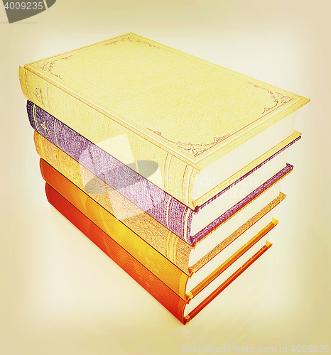 Image of The stack of books . 3D illustration. Vintage style.