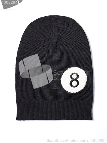 Image of black woolen handmade cap basketball ball alike
