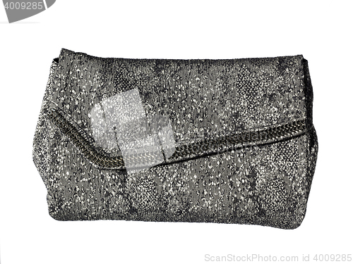 Image of feminine gray handbag in clear background