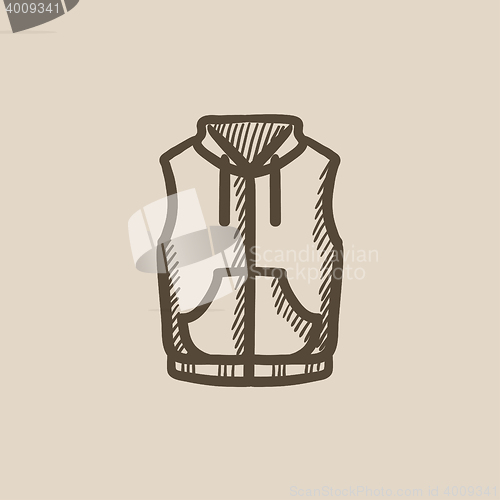 Image of Vest down jacket sketch icon.