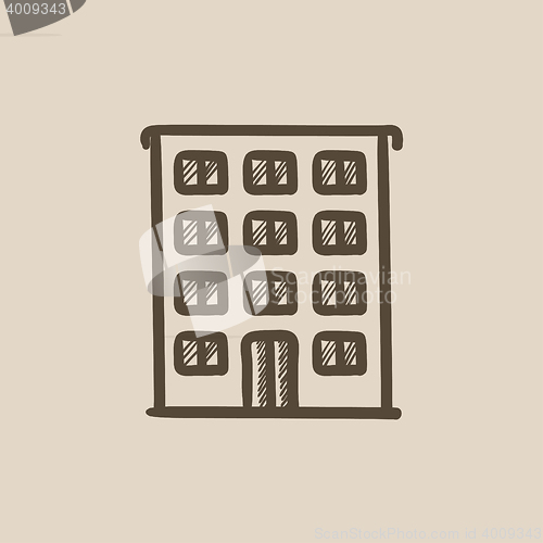 Image of Residential building sketch icon.