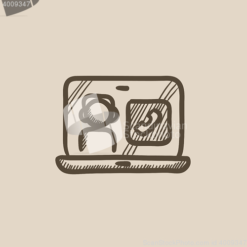 Image of Online education sketch icon.