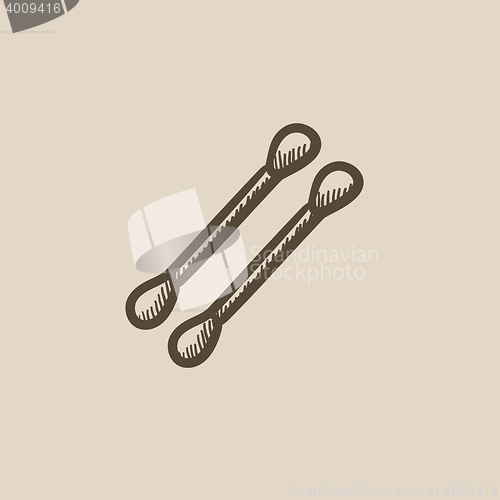 Image of Cotton buds sketch icon. 