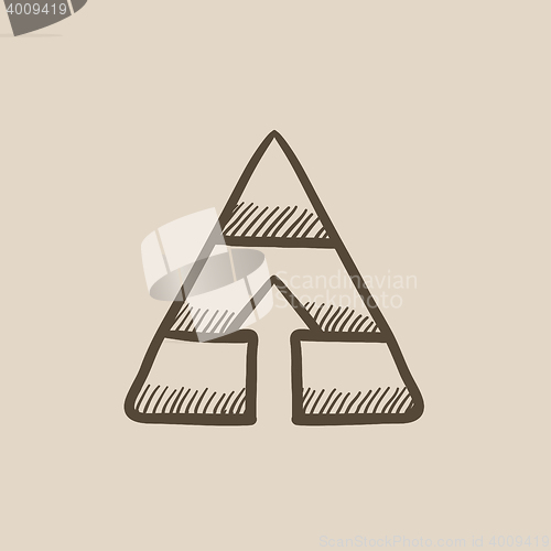 Image of Pyramid with arrow up sketch icon.