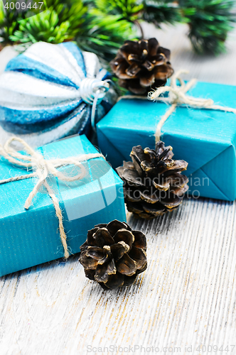 Image of Christmas gifts and decorations