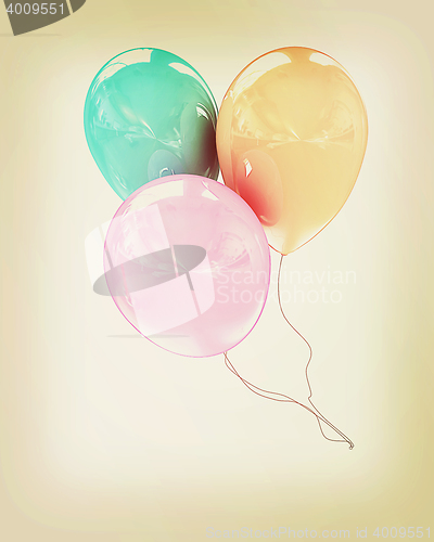 Image of 3d colorful balloons . 3D illustration. Vintage style.