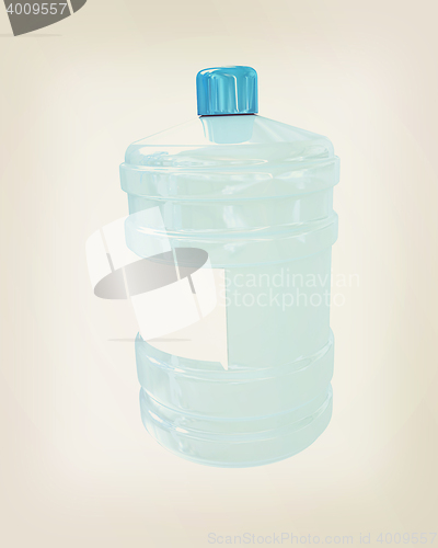 Image of Bottle with clean blue water . 3D illustration. Vintage style.