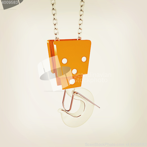 Image of Crane hook . 3D illustration. Vintage style.