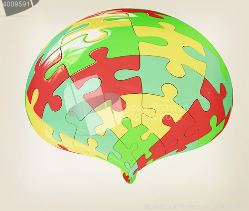 Image of Abstract shape collected from colorful puzzle . 3D illustration.