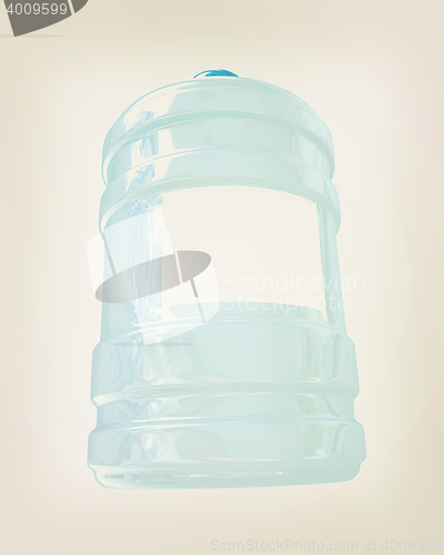 Image of Bottle with clean blue water . 3D illustration. Vintage style.