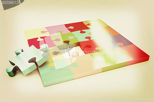 Image of Many-colored puzzle pattern. 3D illustration. Vintage style.