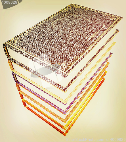 Image of The stack of books. 3D illustration. Vintage style.