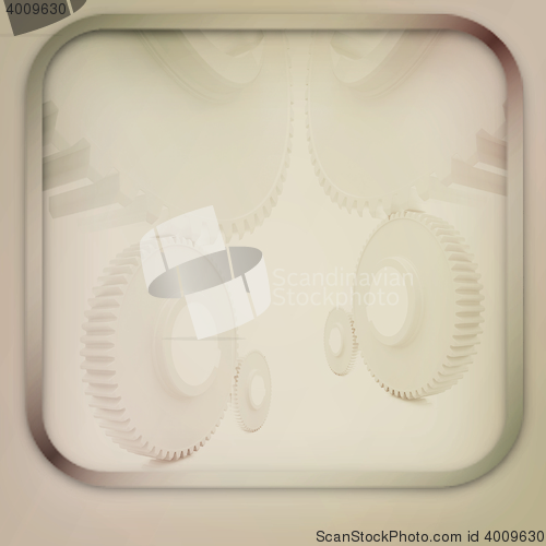 Image of Gears icon . 3D illustration. Vintage style.