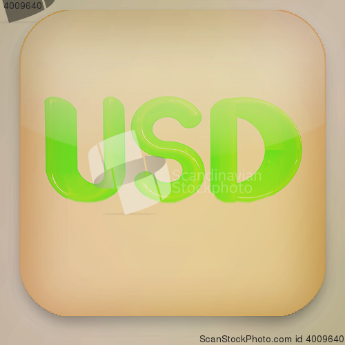 Image of Currency USD symbol icon . 3D illustration. Vintage style.