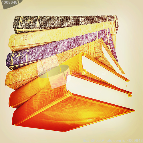 Image of The stack of books. 3D illustration. Vintage style.