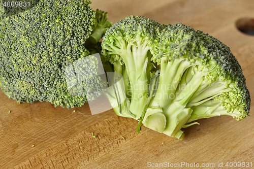 Image of natural pieces of green healthy broccoli just steamed