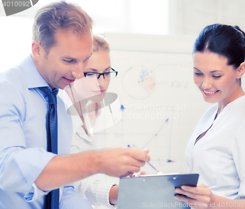 Image of business team discussing something in office