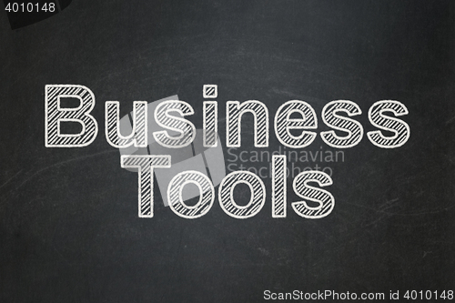 Image of Business concept: Business Tools on chalkboard background