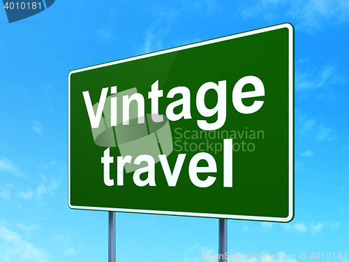 Image of Tourism concept: Vintage Travel on road sign background