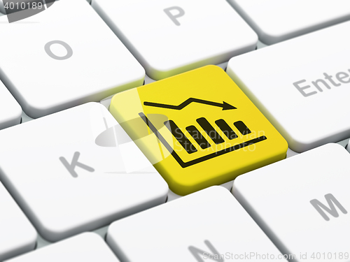 Image of Finance concept: Decline Graph on computer keyboard background