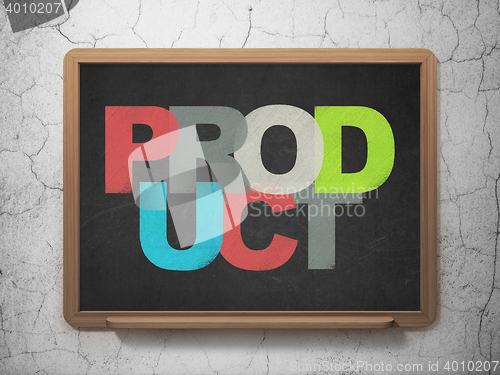 Image of Marketing concept: Product on School board background