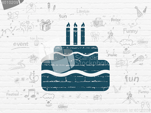 Image of Holiday concept: Cake on wall background