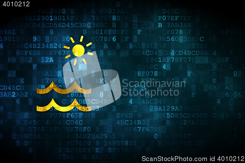 Image of Vacation concept: Beach on digital background